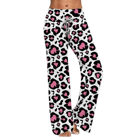 

Niuer Women Yoga Workout Activewear Comfy Casual Pajama PJ Bottoms Floral Camo Leopard Drawstring Wide Leg Palazzo Lounge Pant