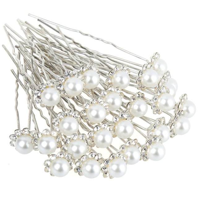 Horquillas para el pelo con perlas de boda para peinado de novia, 40 unidades, horquillas de cristal con flores para accesorios de pelo de novia y baile de graduación, horquillas en forma de