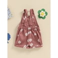thumbnail image 4 of Nygoyerh Toddler Baby Girls Summer Overall Shorts Flower Print Sleeveless Rolled Hem Suspender Jumpsuit 6M-4T Kids Cute Shortall Playsuit with Pockets for Casual Daily, 4 of 9