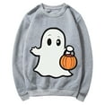 thumbnail image 5 of CLOISE Womens Halloween Sweatshirts Funny Ghost Print Pullover Sweatshirts Fall Long Sleeve Round Neck Hoodies Shirts Casual Tees Festival Gift Clothes Gray XL Spooky, 5 of 5