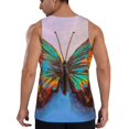 thumbnail image 3 of Easygdp Oil Painting Beautiful Butterfly Men's Tank Top, Sleeveless Muscle T Shirts, Breathable, Quick-Dry, Loose for Gym, Running, Fitness - Large, 3 of 9