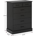 thumbnail image 2 of Hasuit Black Dresser for Bedroom, 6 Drawers Dresser Wood Storage Tower Clothes Organizer, Chest of 6 Drawers, Large Capacity Storage Cabinet, Tall Dresser for Bedroom, Hallway, Entryway, 2 of 17