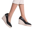 thumbnail image 2 of IUJSOY Womens Platform Espadrilles Wedge Sandals Slip on Closed Pointed Toe High Heels Pumps Shoes, 2 of 5
