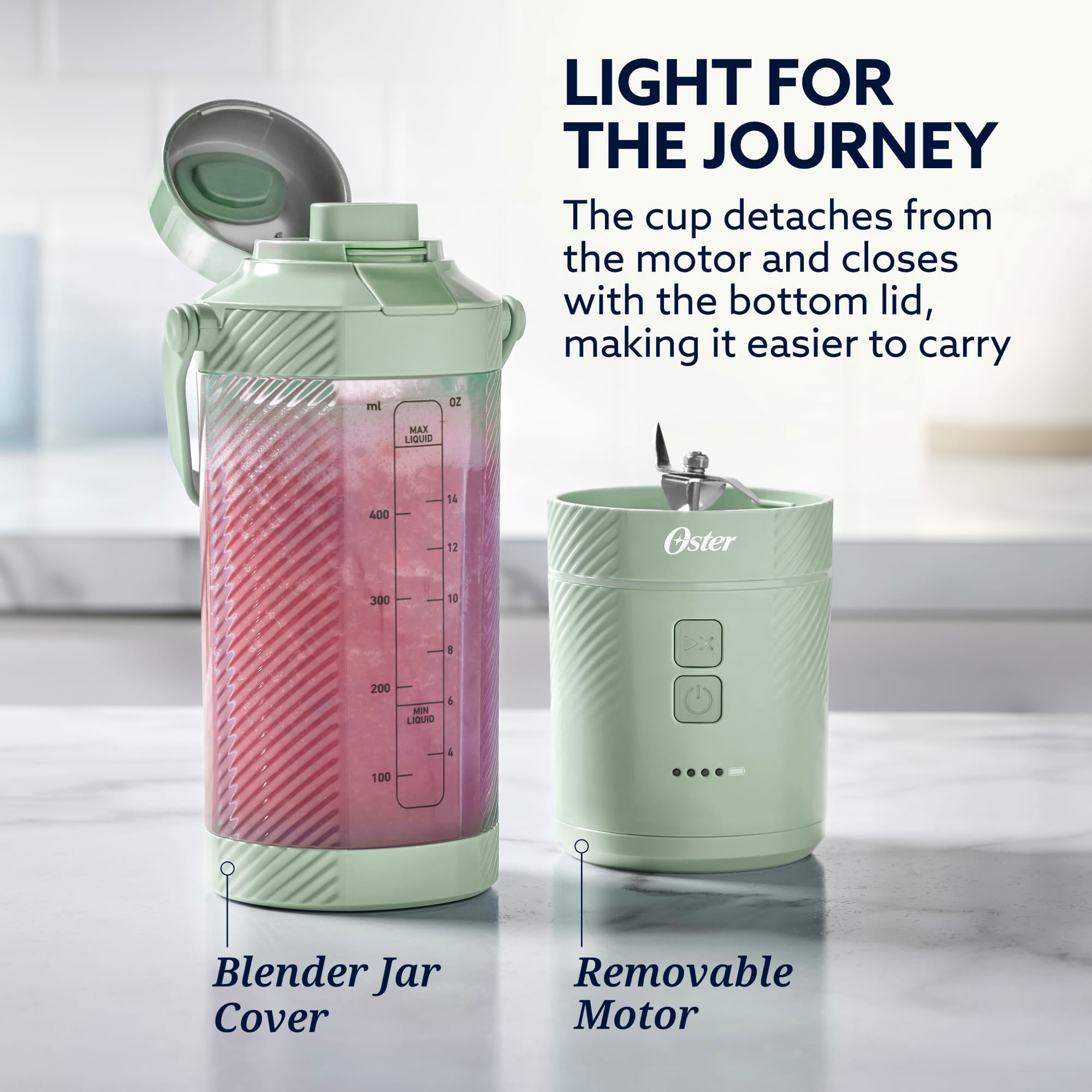 Oster GoMAX Portable Blender, Smoothie Blender, Personal Blender, Matcha Green