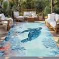thumbnail image 2 of Coastal Turtle Blue Outdoor Rug 3x5 Ft - Reversible Patio Rug Outdoor Camping Rugs, Summer Beach Nautical Coral Starfish Indoor Outdoor Area Rugs, Non-Slip Outdoor Carpet Runner for Deck/Porch, 2 of 8