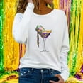 thumbnail image 4 of Craaazy Women's Crew Neck Long Sleeve Mardi Gras Loose Shirts Gifts, 4 of 5