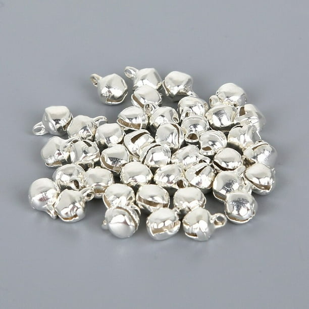 Cascabeles de hierro de 6/8/10/12/14mm, cuentas de campana de oro y plata, decoraciones navideñas para el hogar, accesorios de manualidades DIY