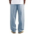 thumbnail image 6 of Men's Striped Relaxed Trousers, Drawstring Elastic Waist Pants, Lightweight Summer Casual Bottoms, 6 of 6