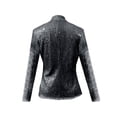 thumbnail image 7 of JFGHDG Women's Sequin Shiny Open Front Blazer Evening Party Sparkly Long Sleeve Slim Cardigan Coat Black L, 7 of 7