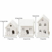 Clearance Item!Veeogra JOYWU Lighted Wooden Houses for Tabletop Decor 1 Pcs Village Houses with Snow And Led 12cm Winter Village Accessories Set White Xmas House Figurine,Home Decor