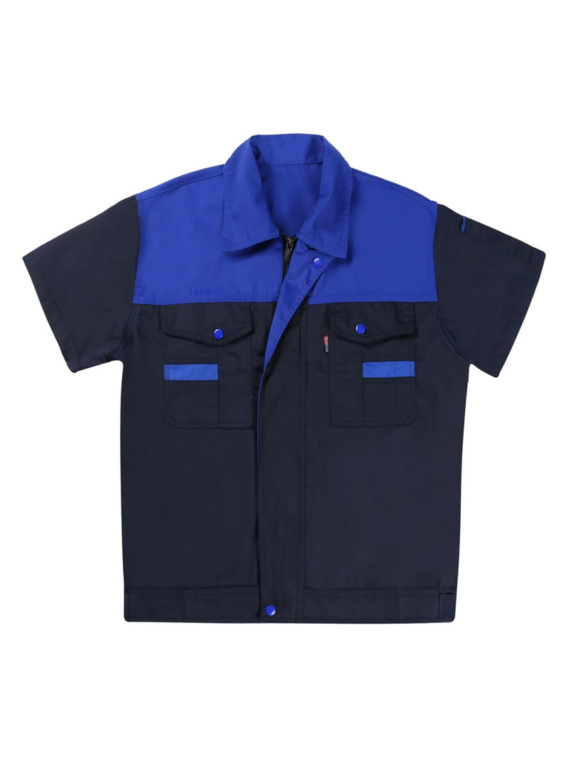 TiaoBug Mens Short Sleeve Basic Industrial Work Shirt Color Block