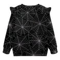 thumbnail image 6 of Yuyamidu Toddler Girl Halloween Costume 2t Black Spider Web Print Crewneck Sweatshirt Ruffle Long Sleeve Top Soft Lightweight Pullover Sweatshirts, 6 of 8