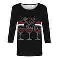 thumbnail image 3 of Hvot&aat Ladies' Christmas Printed Loose Casual Round Neck With Three Quarter Sleeves And 3/4 Sleeves T-shirt Pullover Top, 3 of 3
