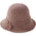 thumbnail image 4 of CoCopeaunts Solid Color Bucket Hat for Women Autumn Winter Warm Wool Fisherman Hat Versatile Knitting Basin Hat Button Belt, 4 of 8