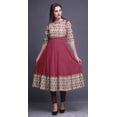 thumbnail image 2 of Bimba Fuschia Pink Ikat Ethnic Printed Indian Kurtis For Women Anarkali Kurti Maxi Casual Dress Medium, 2 of 5