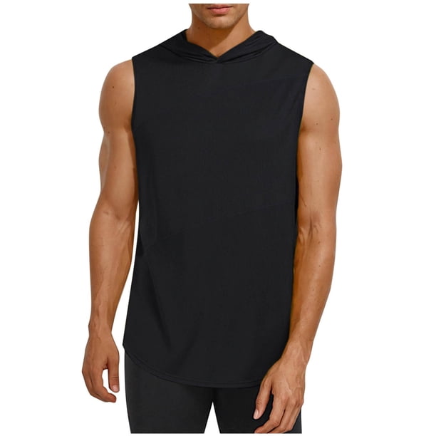 Camiseta con Capucha de Color Sólido de los Hombres, Blusa con Capucha sin Mangas Deportivas para el Gimnasio Y el Desgaste Al Aire Libre, Top Atlético Transpirable, Sudadera Ligera