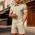 thumbnail image 5 of Xcmzpl Men 2 Piece Golf Set, Quarter Zip Collared Shirt & Shorts with Pockets, 5 of 7