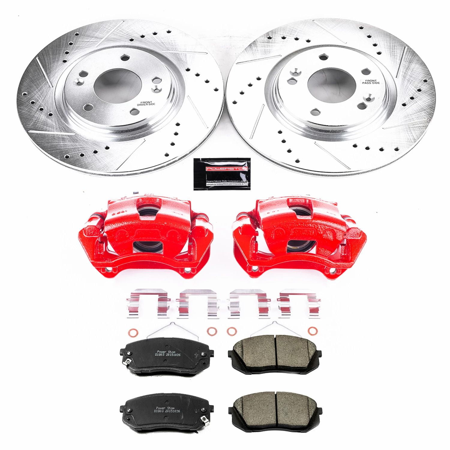 PowerStop Front Z23 Evolution Sport Brake Pad and Rotor Kit with Red Powder Coated Calipers Fits: HYUNDAI Select Models KC6982