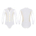 thumbnail image 3 of iiniim Men's Shiny Rhinestone Deep V Neck Latin Tango Dance Shirt Leotard Ballroom Dance Costume White XXL, 3 of 7