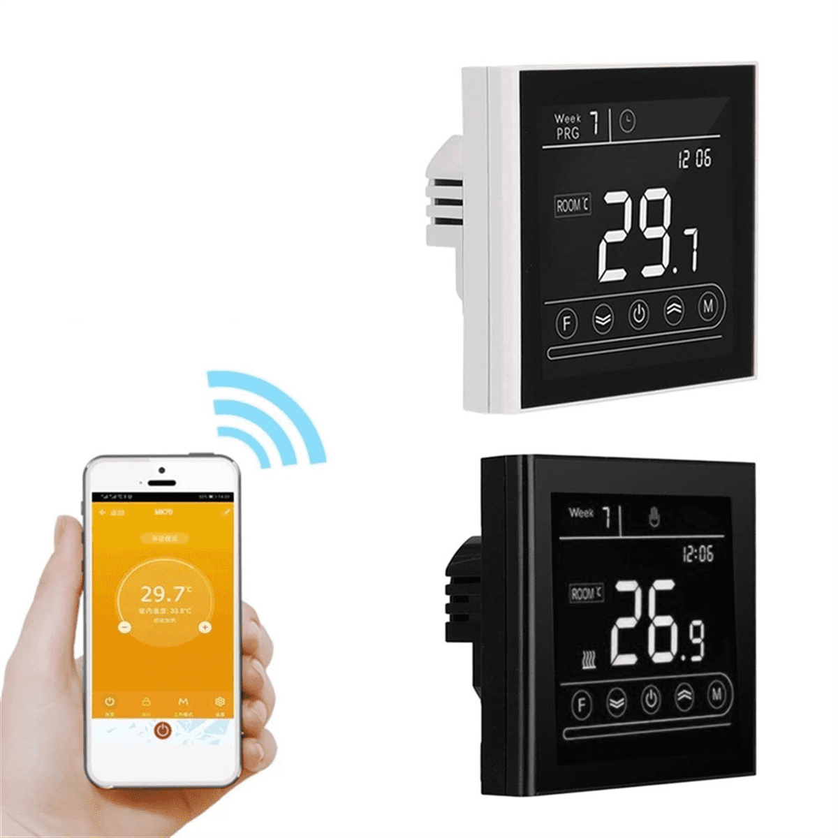 Tuya Smart Intelligent WiFi Thermostat Room Electric/Water/Gas Boiler Floor Heating Temperature Controller 16A Black