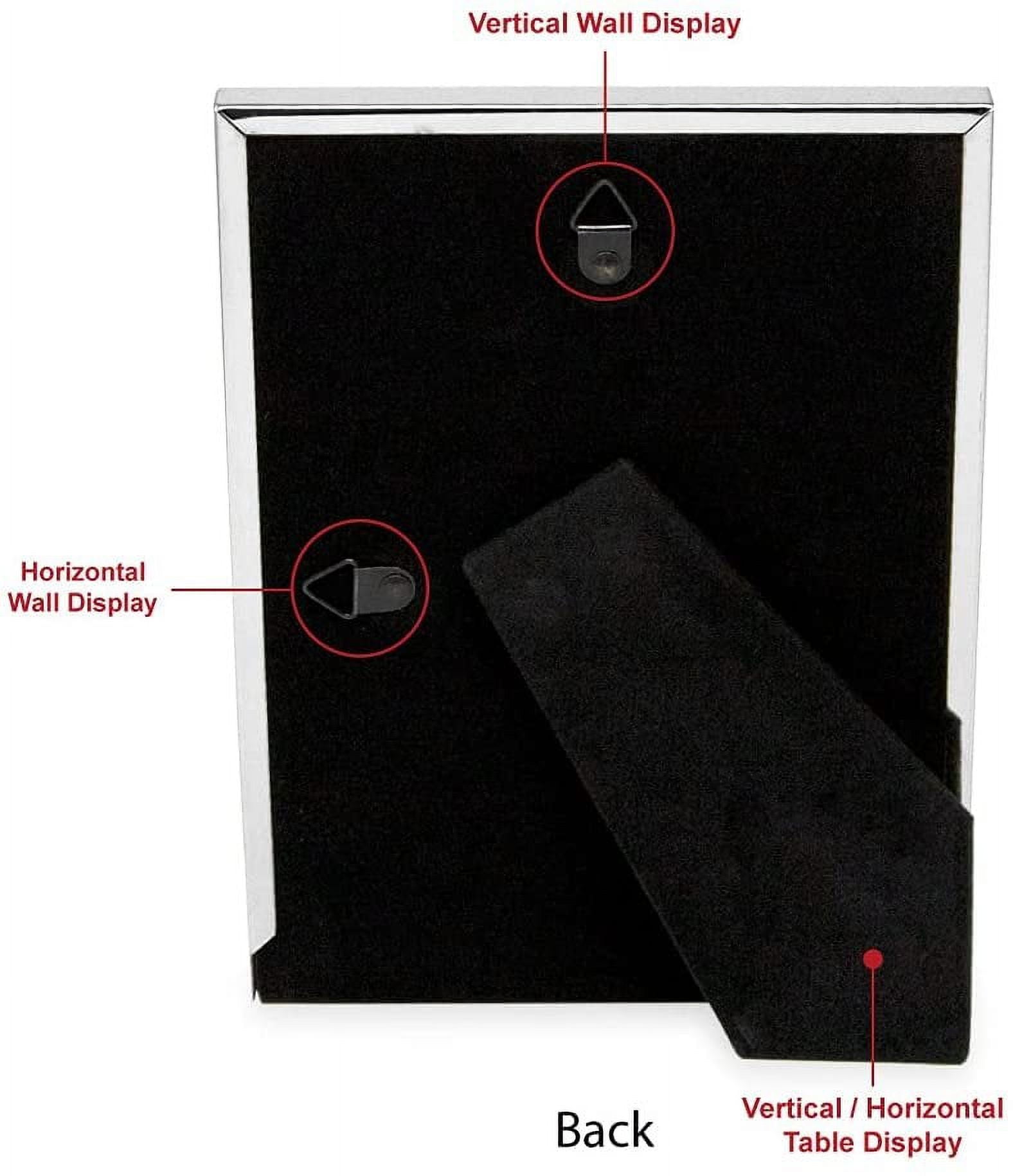 Isaac Jacobs 5x7 Silver Metal Glitter Vertical & Horizontal Picture Frame, with Black Fabric Easel, Wall-Mountable, Made for Tabletop