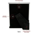 thumbnail image 2 of Isaac Jacobs 5x7 Black Leather with Silver Metal Vertical & Horizontal Picture Frame, Shagreen Border w/ Black Fabric Easel, Wall-Mountable, Made For Tabletop, Photo Gallery, 2 of 5