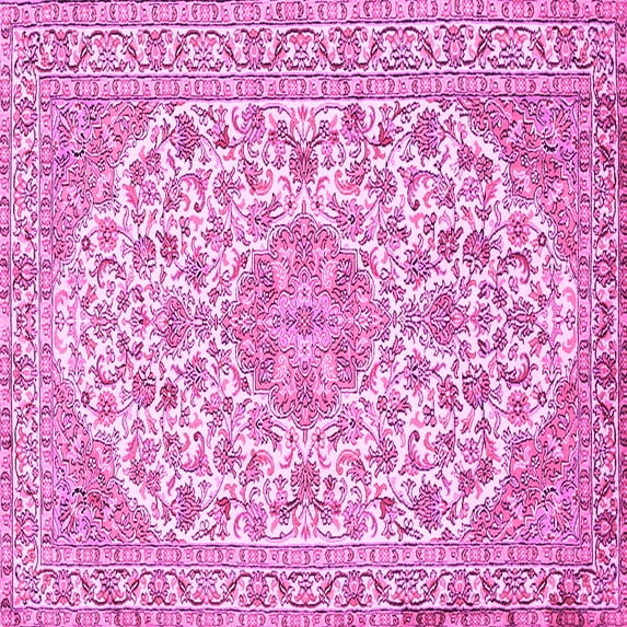 Ahgly Company Indoor Square Medallion Pink Traditional Area Rugs, 4' Square