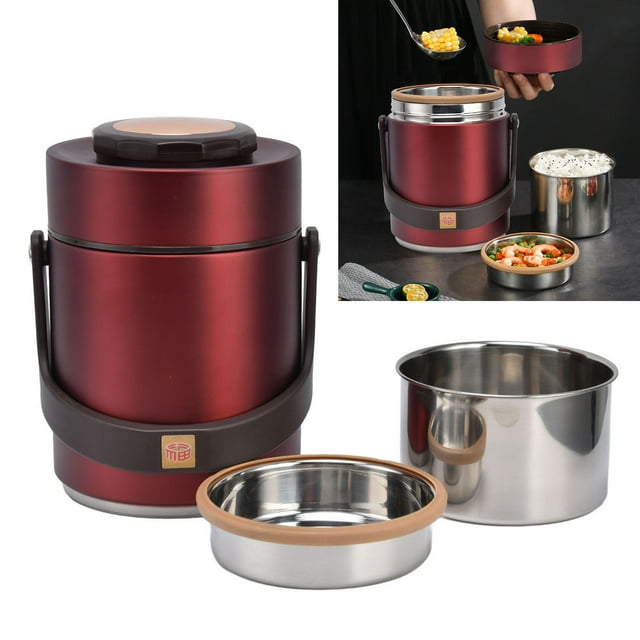 Portable Food Jar,304 Stainless Steel Thermal Insulating Lunch Box Large Capacity 3 Tier Vacuum Food Carrier For Adult