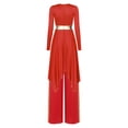 thumbnail image 2 of Hansber Women's Praise Dance Outfit Long Sleeve Worship Dance Dress with Celebration of Spirit Palazzo Pants Red L, 2 of 7