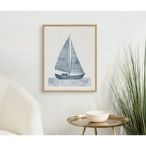 Kate and Laurel  Nautical Blue Sailboat Framed Wall Art by The Creative Bunch Studio, 16x20 Gold, Modern Coastal Boat Art for Wall