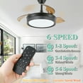 thumbnail image 3 of 36" Modern Invisible Indoor Ceiling Fan with LED Light Remote Control 6 Fan Speeds 3-Color Retractable Blades Ceiling Lighting, 3 of 6