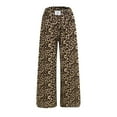 thumbnail image 4 of felwors Women's Leopard Print Elastic Waisted Wide Leg Long Pants Trousers Brown, M, 4 of 5