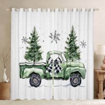 Castle Fairy Green Truck Curtains Pack of 2 (42x84 Each) for Teens,Christmas Tree Curtains Blackout,Winter Snowflakes Bedroom Curtains,Lightweight Room Decor