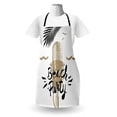 thumbnail image 3 of Beach Saying Apron, Beach Party Text on Retro Microphone Under Sketched Palm Leaves, Unisex Kitchen Bib with Adjustable Neck for Cooking Gardening, Adult Size, Camel Black White, by Ambesonne, 3 of 4