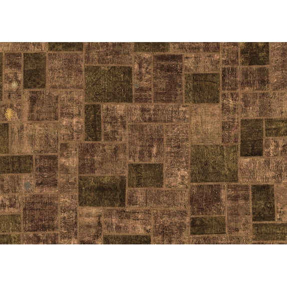 Ahgly Company Indoor Rectangle Patchwork Brown Transitional Area Rugs, 7' x 9'