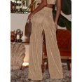 thumbnail image 3 of Velvet Pants for Women High Waisted Wide Leg Palazzo Pants Causal Outfits Long Flowy Trousers with Pockets, 3 of 6