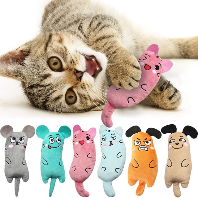 Cat Catnip Toy Plush Cartoon Cat Mouse Toy Kitten Chew Toy Pet Interactive Toy