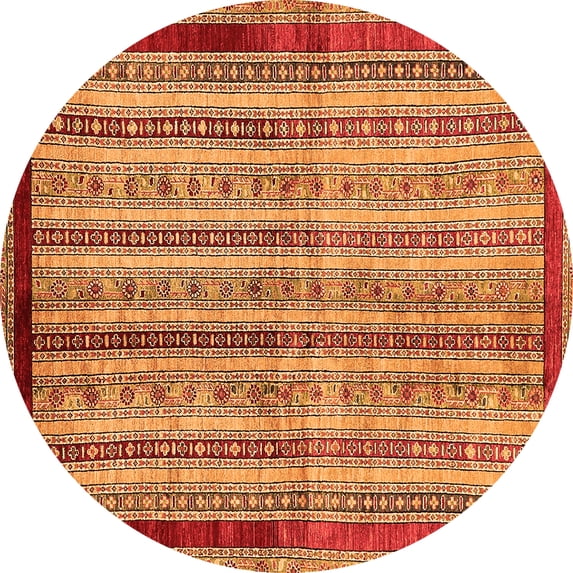 Ahgly Company Indoor Round Abstract Orange Modern Area Rugs, 4' Round