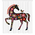 thumbnail image 3 of Ambesonne Folk Art Shower Curtain, Floral Ornate Horse Bird, 69"Wx75"L, Multicolor, 3 of 3