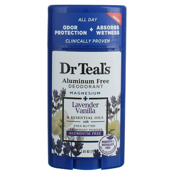Dr. Teal's Déodorant Vanille Lavande Coffret Cadeau (2 Pack 2.65oz Ch.) - Beurre de Karité & Poudre Arrowroot Absorbent l'Humidité & Laissent la Peau Propre & Saine