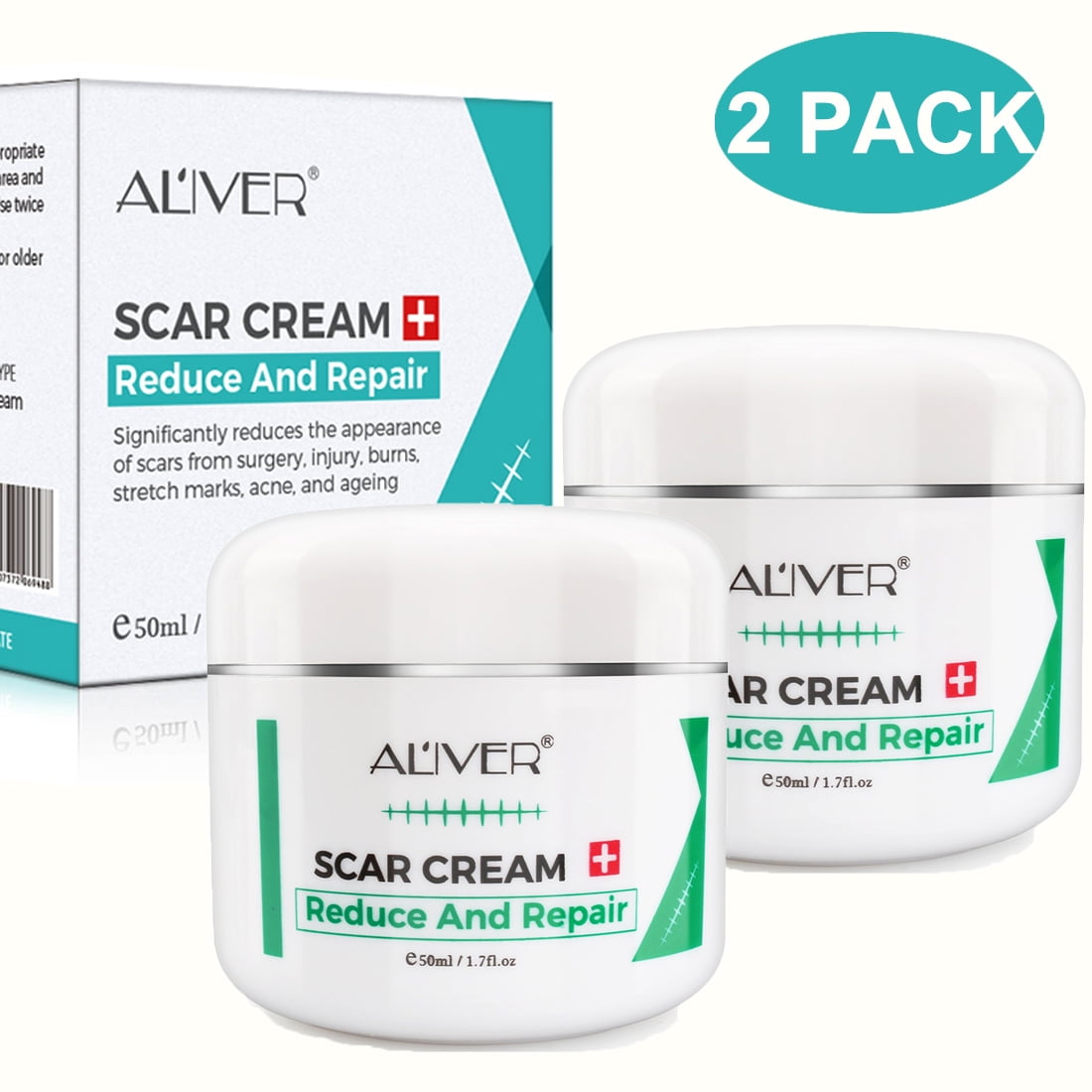 Aliver 2 Pack Scar Cream Scar Removal for New and Old Scars,Stretch