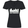 thumbnail image 3 of Inktastic San Francisco Skyline with Grunge Women's V-Neck T-Shirt, 3 of 5