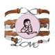 thumbnail image 1 of Thoughts of China Red Education Promotion Pulsera de cuero Negro trenzado pulsera de cuerda de amor Unbranded M, 1 of 3
