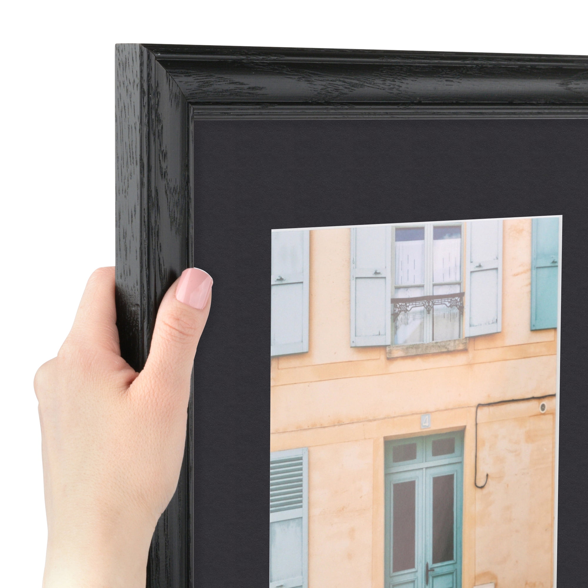 ArtToFrames 22x28" Matted Picture Frame with 18x24" Single Mat Photo Opening Framed in 1.25" Black Stain on Solid Red Oak and 2" Black Mat (FWM-4083-22x28)