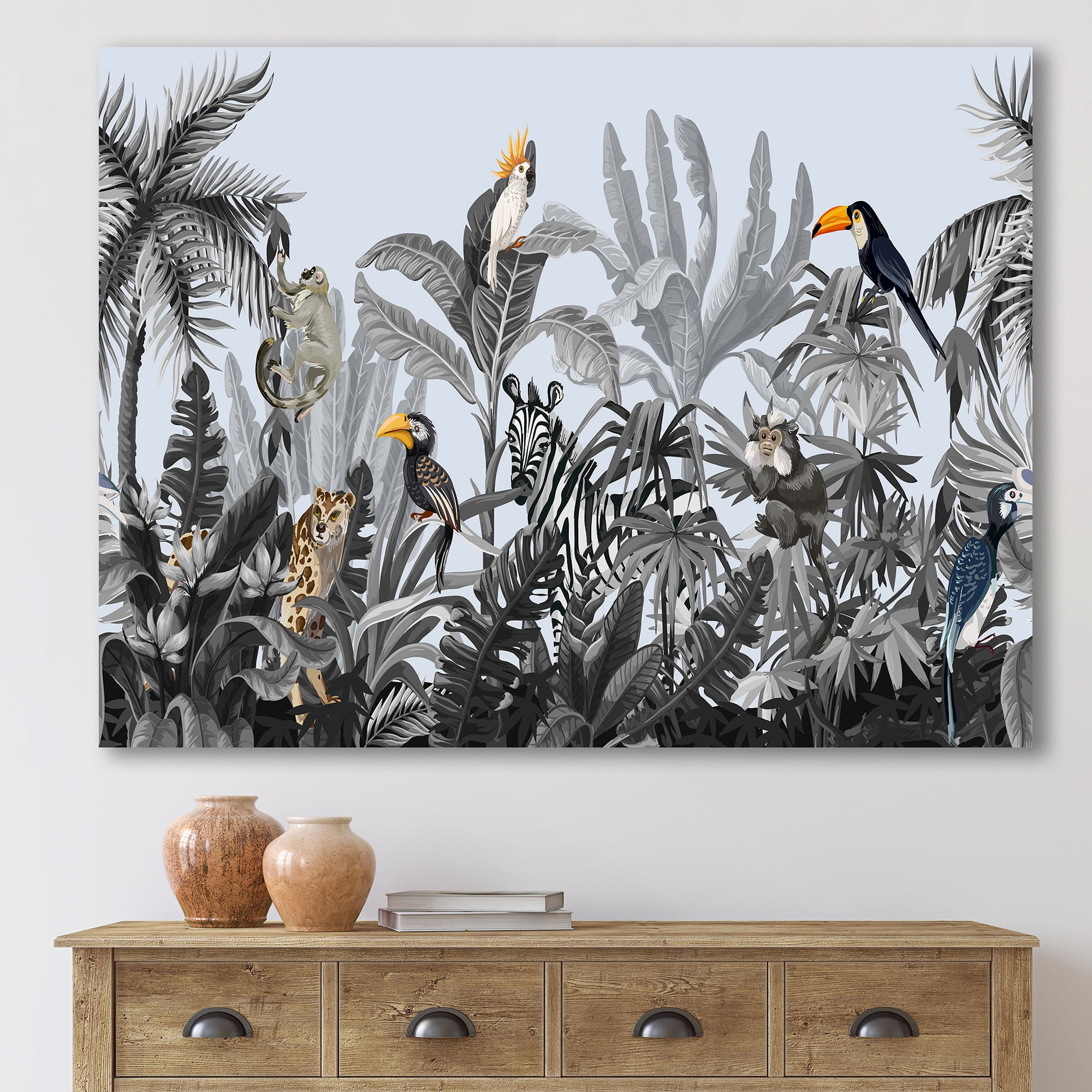 Designart ' Birds and Peonies With Chinoiserie VIII ' Farmhouse Canvas Wall Art Print