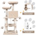 thumbnail image 4 of Patiojoy Multi-Level Pet Cat Activity Tree Kitten Climbing Tower w/ Condo & Hammock Beige, 4 of 9
