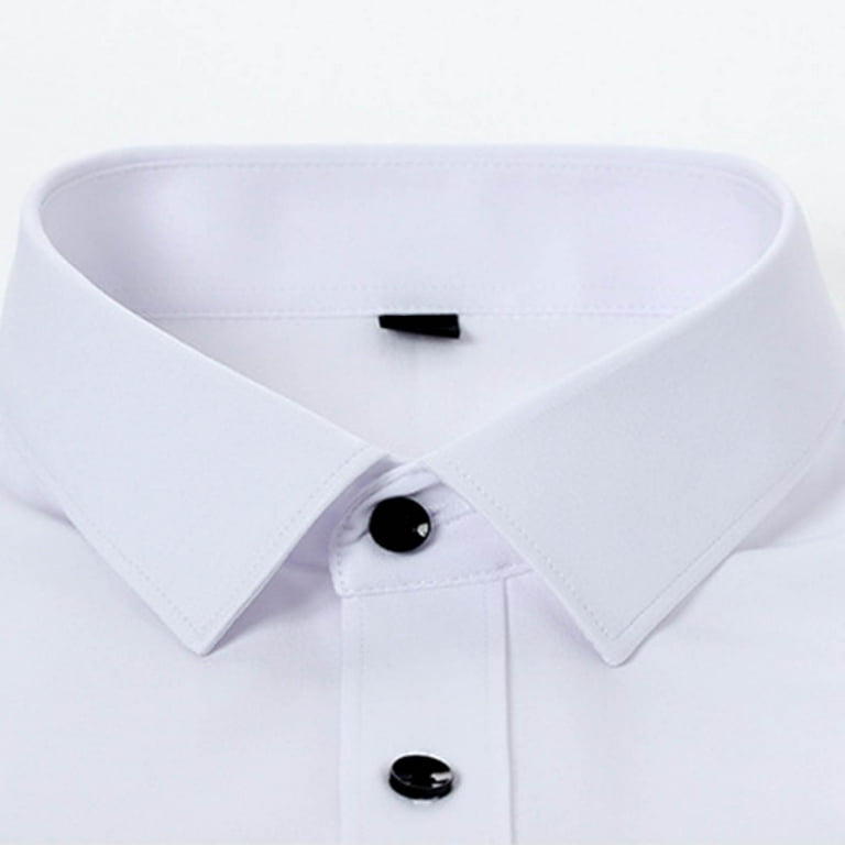 mens xs white dress shirt Ash & Erie White Wrinkle Resistant Dress Shirt for Short Men White / 15 / Standard