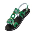 thumbnail image 3 of Women's Gladiator Flat Sandals, Wide Width Cutout Summer Sandals with Metal Buckle Detail, Non-Slip Casual Beach Shoes for Women, Breathable Walking Sandals, 3 of 9