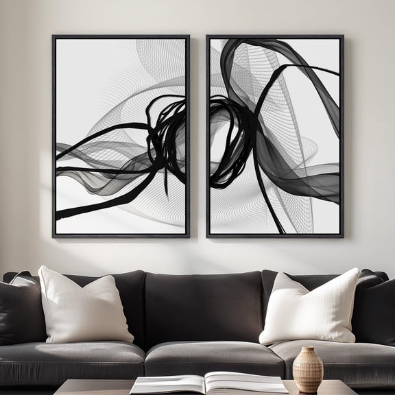UNFFRAMED Luvia Set of 2 Black and White Abstract Poster Wall Art Minimalist Line Prints for Dining Room Bedroom and Office Decor Set 2 Prints 8x12