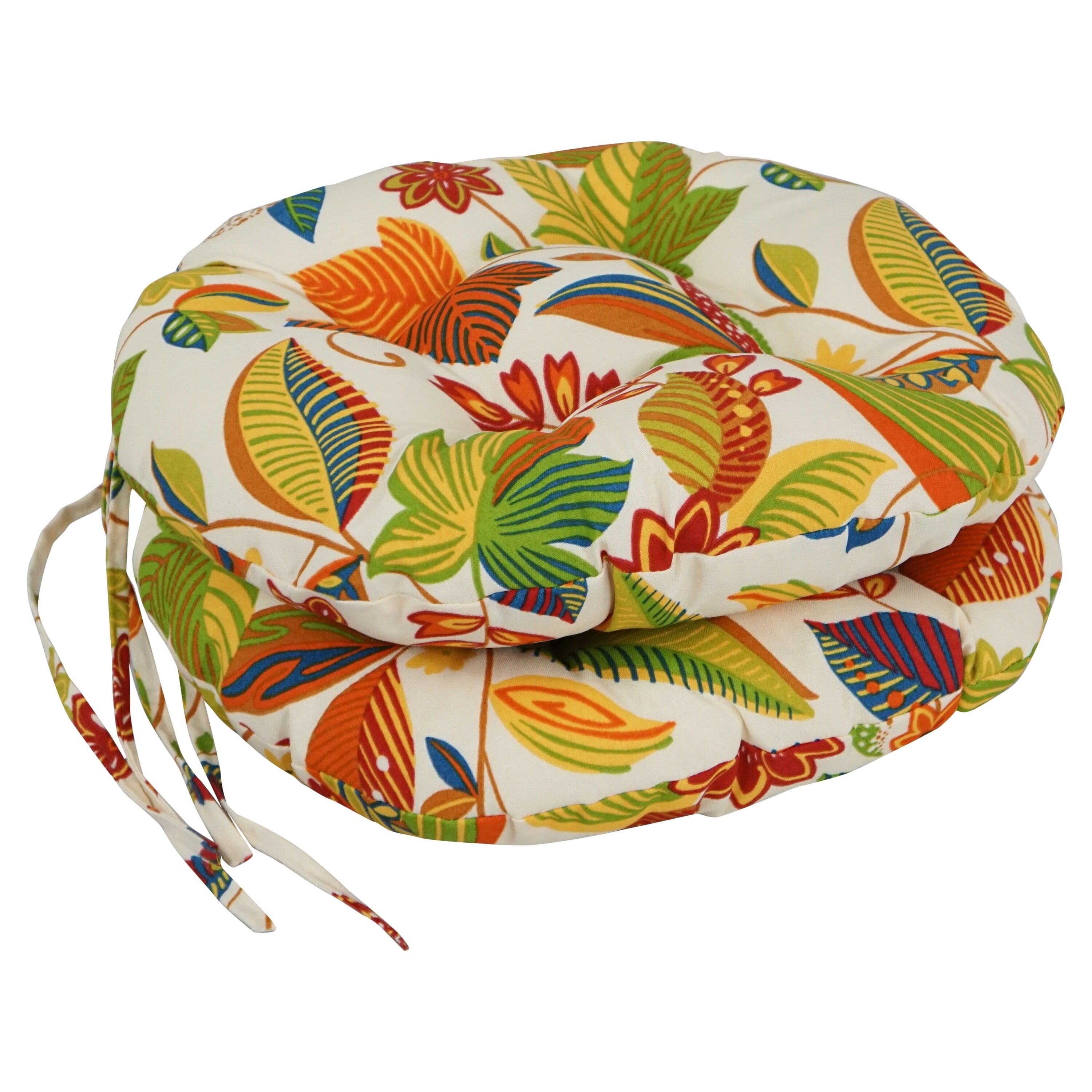 Blazing Needles 16-inch Round Tufted Indoor/Outdoor Chair Cushions (Set of 2) - 16" Haliwell Multi